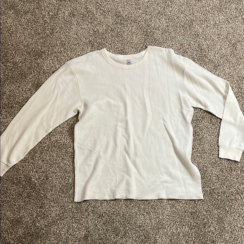 Fruit of the Loom Cream Waffle Knit Long Sleeve